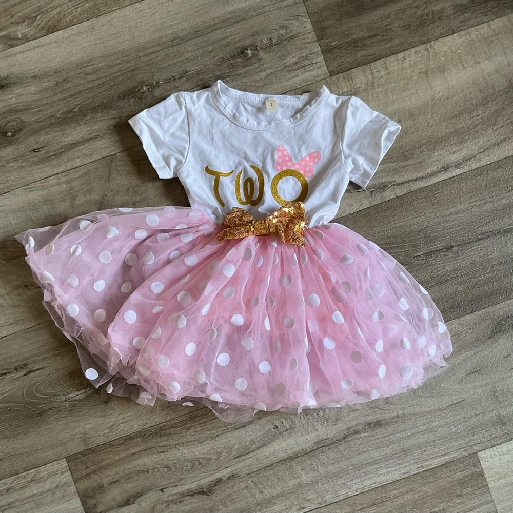 Disney Pink and Gold Polka Dot Dress